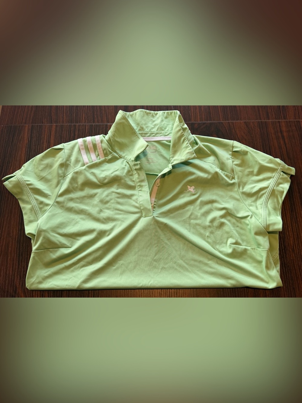 Adidas Women’s Green Golf ClimaCool Short Sleeve Polo Shirt 3 Stripe Size L